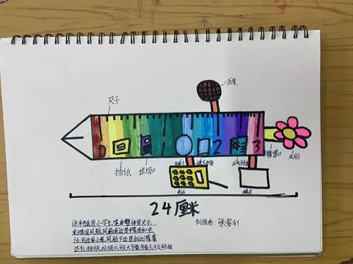 g星月东胜区铁路学校2017届四年级(1)班第八节课《笔的设计》作品展览