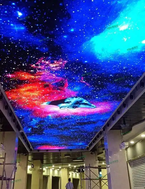 湖北荆门商场网红led天幕屏幕p3项目成功点亮