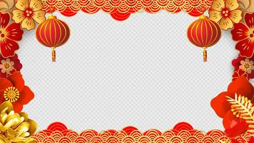 10组拜年边框前景视频素材 带通道 无缝循环 送配乐 集合②