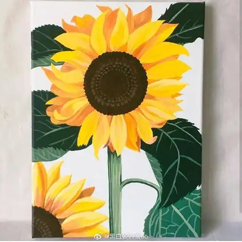 成人丙烯画~向日葵   #成人丙烯##成人油画##装饰画##水粉,丙烯画