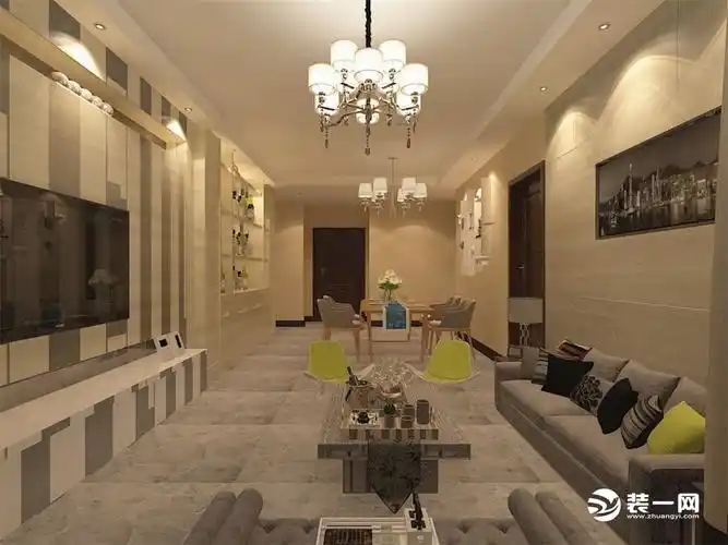 【力天装饰】现代简约 三室两厅一厨一卫102㎡-家装效果图_装一网装修