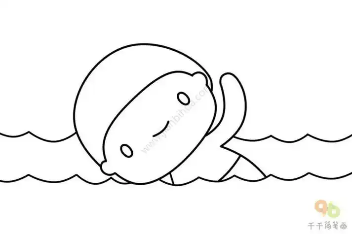 男宝宝游泳简笔画