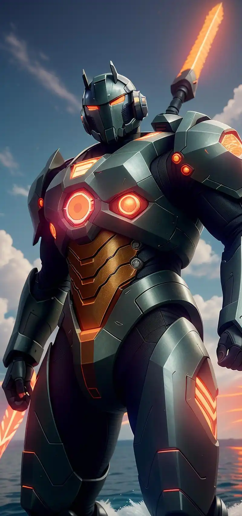 ai绘画壁纸:聚焦环太平洋的机甲战争,大铁巨兽,超清画质