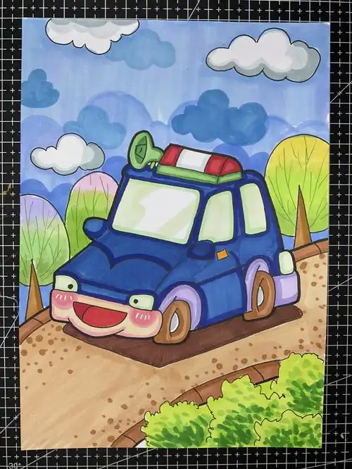 马克笔儿童画小汽车