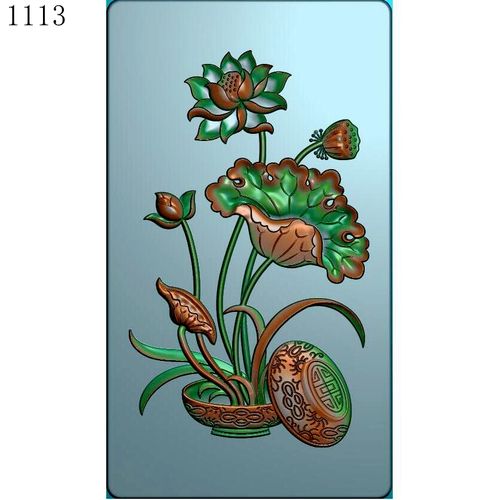 荷合荷花牌子1113雕刻图北京精雕jdp灰度图bmp挂件素材浮雕图