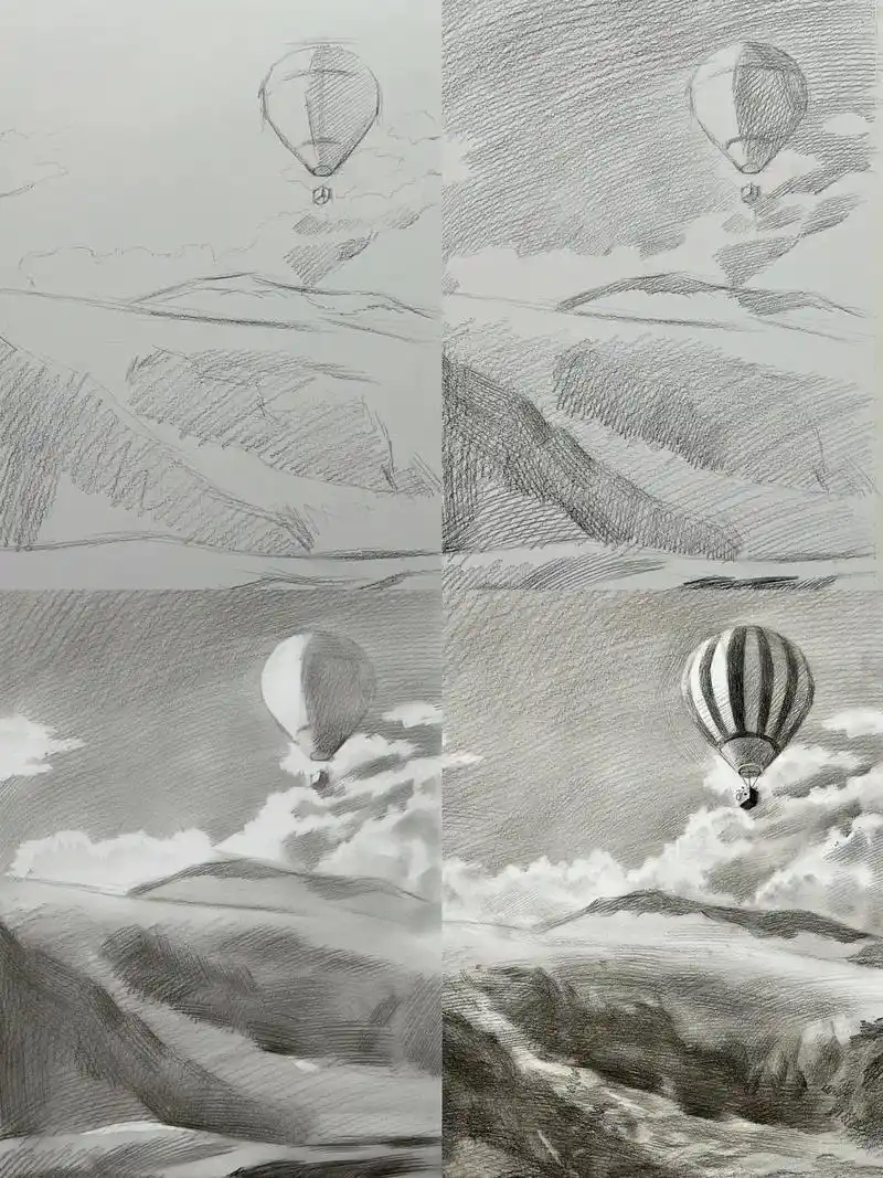 素描风景 图文绘画过程.看图的第一眼就想到配什么音乐 以前常 - 抖音