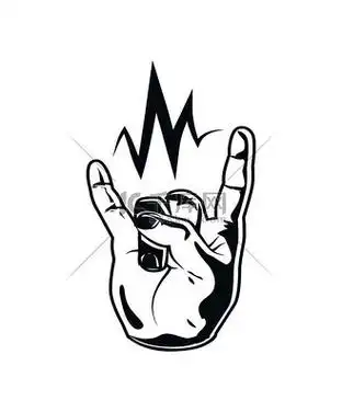 不同音乐节中的手势使用,黑白海报与人类手上的闪电