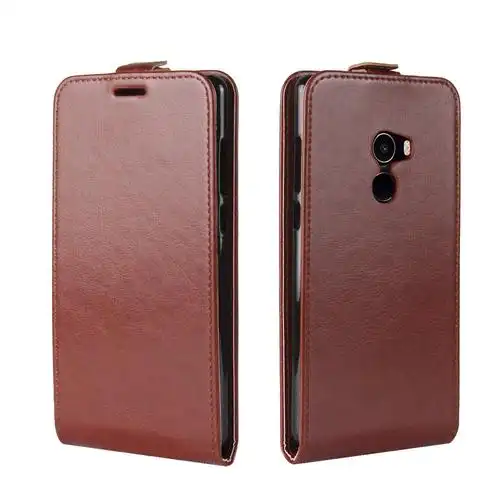 新款小米mix2手机壳 xiaomi mix2s疯马纹上下开相框插卡手机皮套