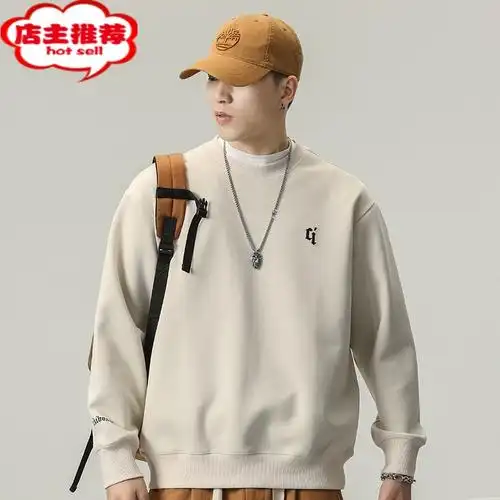 shanchao男士卫衣男款圆领潮牌男装2023新款男款长袖上衣秋季无帽春装