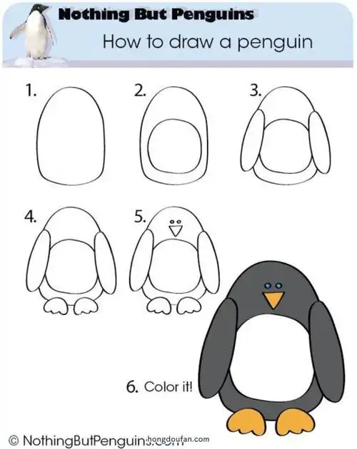 一步一步画一只蠢萌的小企鹅幼儿简笔画大全