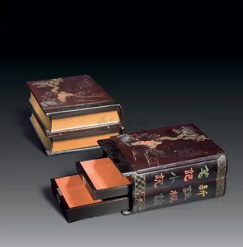 1279民国漆本书本形梳妆盒