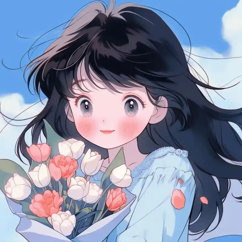捧花情侣头像(女生版)#头像