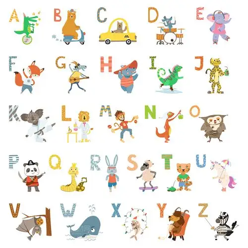 26个创意卡通英文字母表矢量素材 - 素材中国16素材网