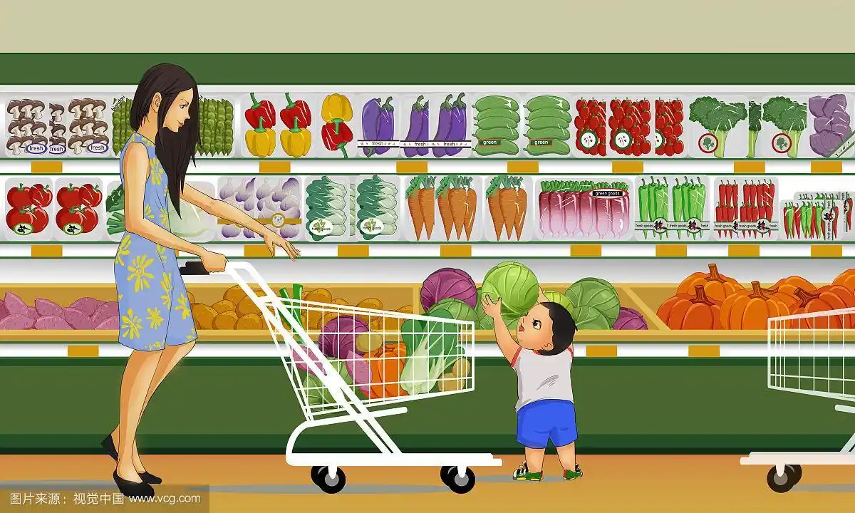超市购物插画