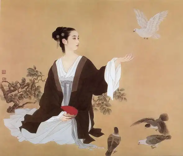 [国画高清大图]0009_高清王美芳国画工笔画作品jpg格式_仕女彩图009