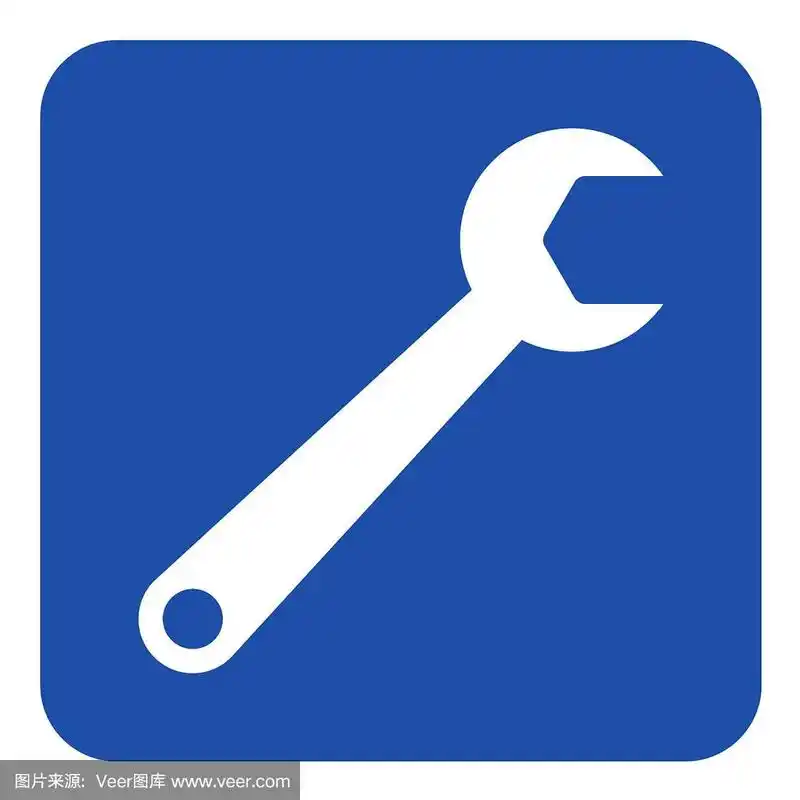 蓝白色信息标志-扳手图标