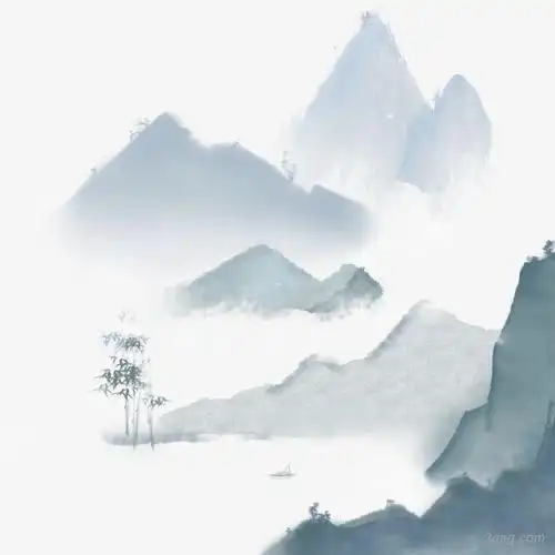 水墨山水画png素材透明免抠图片其他元素