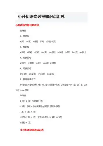 小升初语文必考知识点汇总