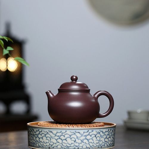 宜兴紫砂壶原矿全手工【容天】 国助工稀有石红料.300cc