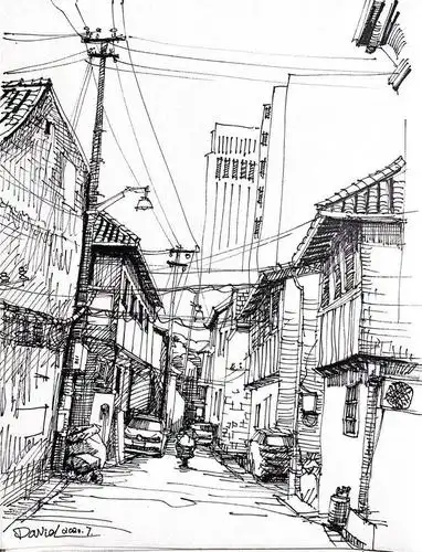 马克笔城市风情速写赏析