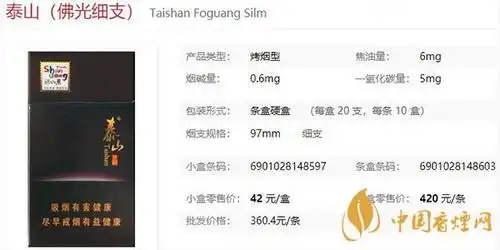 泰山佛光细支多少钱一盒泰山佛光细支价格表一览2021