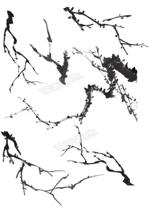 图文教程:写意梅花枝干的组合画法示范