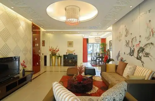 秀居网 客厅装修 > 客厅天池圆形吊顶造型效果图