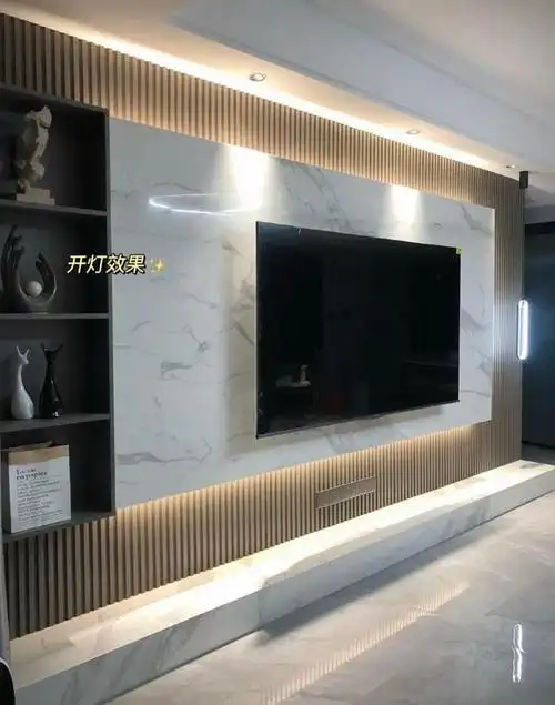 05,客厅格栅电视背景墙