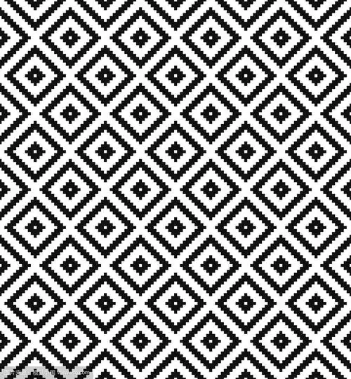 无缝黑白菱形网格检查像素重复图案