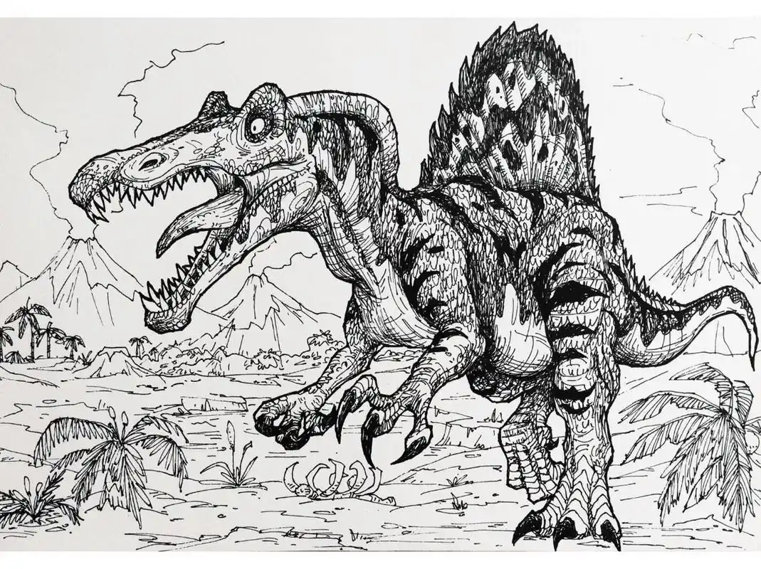 侏罗纪世界-棘龙速写