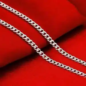 金六福珠宝旗舰时尚男士钯金铂金项链 男 扁平白金链 定制百搭吊