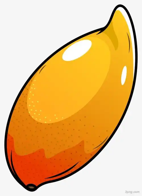 卡通黄色芒果png素材透明免抠图片-卡通手绘