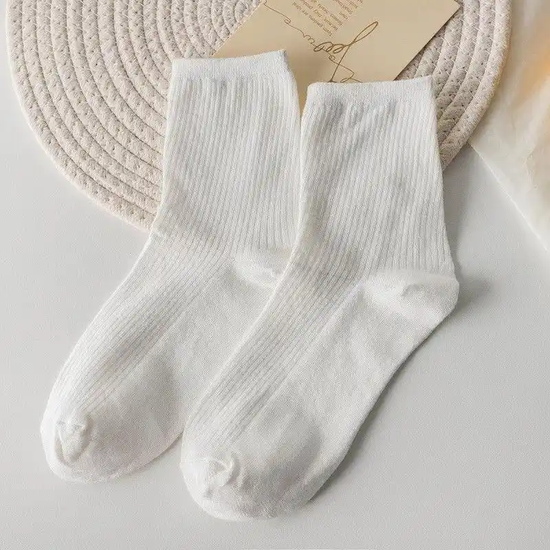 白色袜子女中筒ins潮纯棉*10双,9.9入!折合一双只要1块钱!