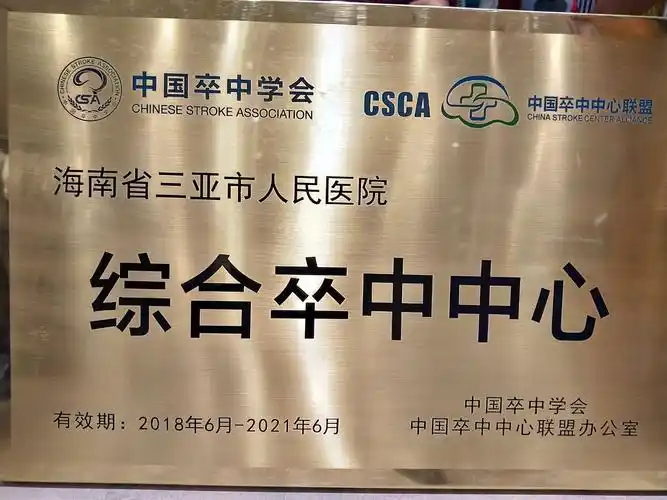 中国卒中学会授予三亚市人民医院"综合卒中中心"荣誉