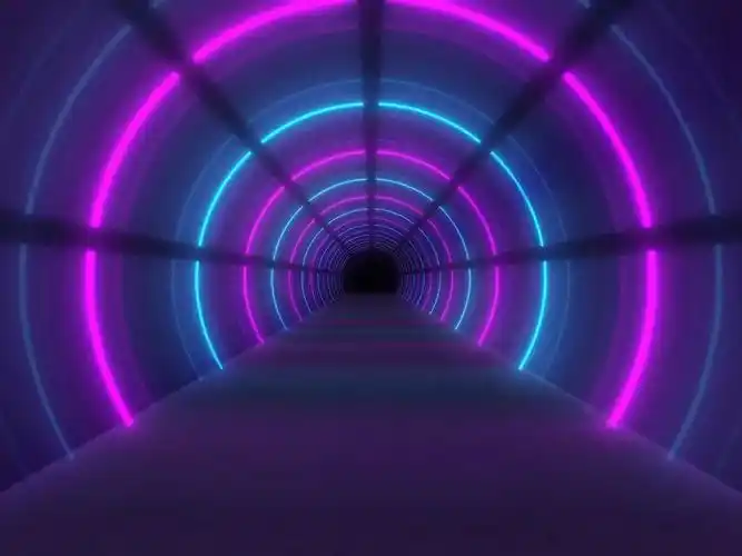 y1454 美人鱼 歌曲配乐 动感炫酷紫色三角形灯光隧道穿梭灯光秀街舞