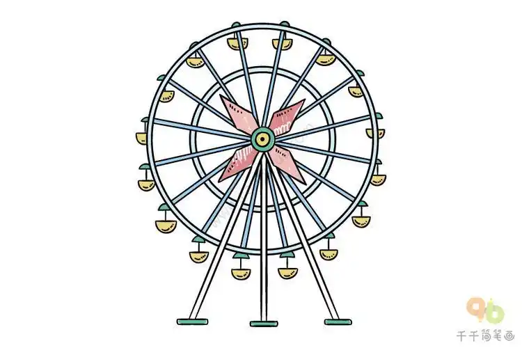 摩天轮游乐场简笔画 简笔画图片大全-蒲城教育文学网