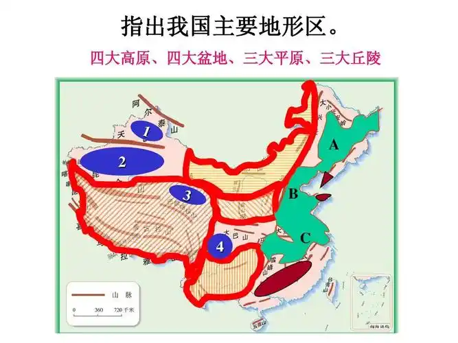 四大高原,四大盆地,三大平原,三大丘陵 a 2 b 4 c 第1页 下一页 瞎刎