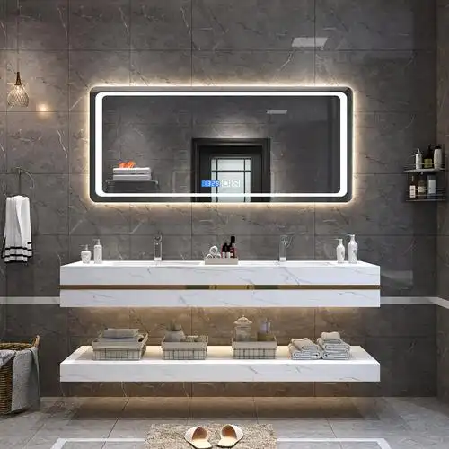 简约现代大理石浴室柜套装组合豪华智能洗漱台酒店洗脸洗手双盆柜