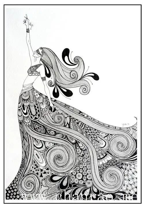 插画,人物禅绕画