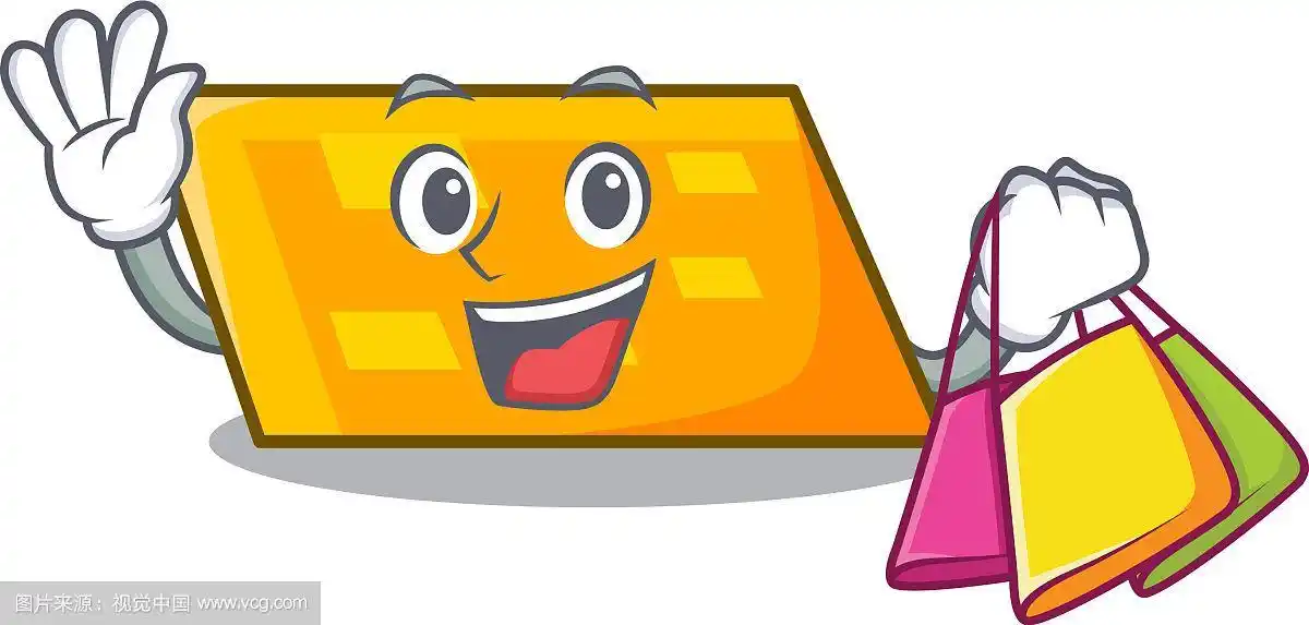 购物平行四边形卡通人物风格