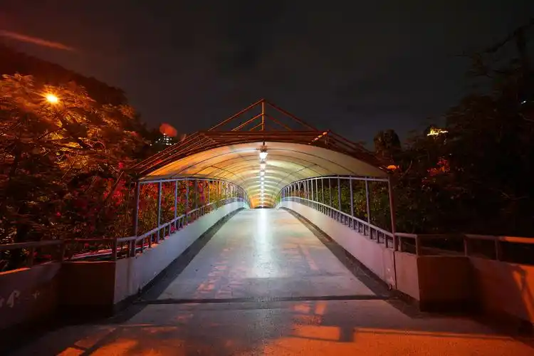 民俗村天桥夜晚灯光过街天桥