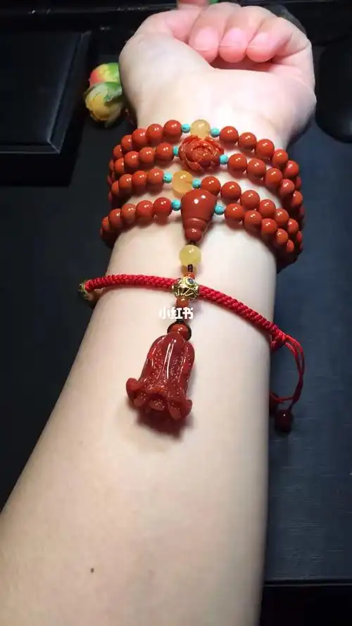 天然川料南红108佛珠搭配南红百财吊坠