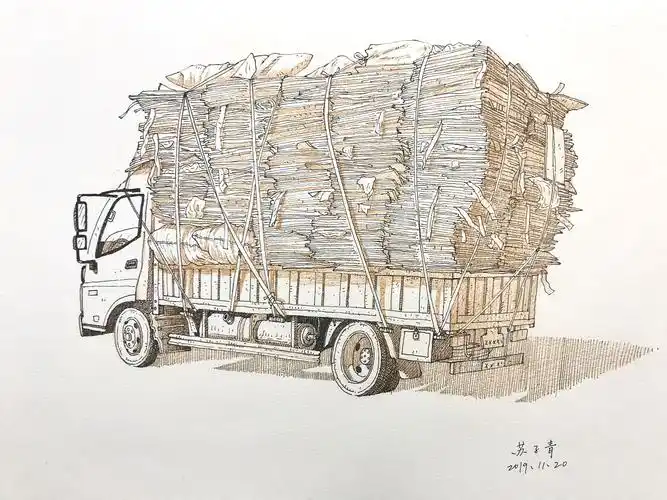 速写习作-收废品的货车