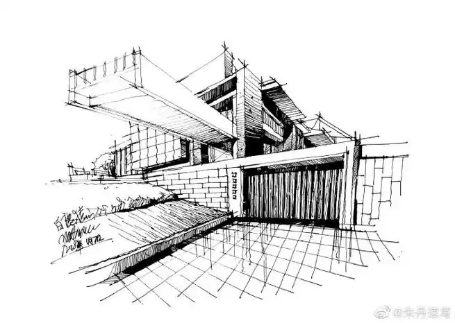 钢笔 针管笔风景建筑作品 7815建筑手绘写生 临本   (作品出自