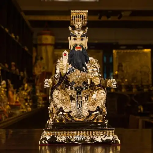 台湾龙王爷神像鎏金纯铜四海东海龙王雨神海神居家用供奉摆件 南海