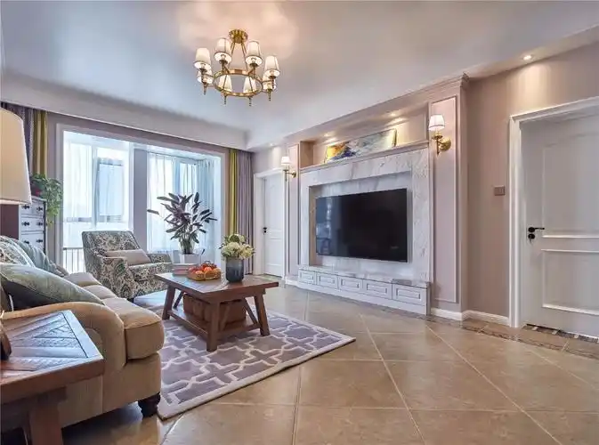 128平美式风格电视背景墙装修效果图