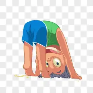 夏天玩游戏弯腰撅屁股的小男孩卡通人物元素素材