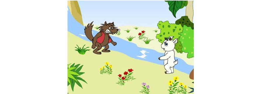 大灰狼对小羊说:小羊,你把我喝的水弄脏了!