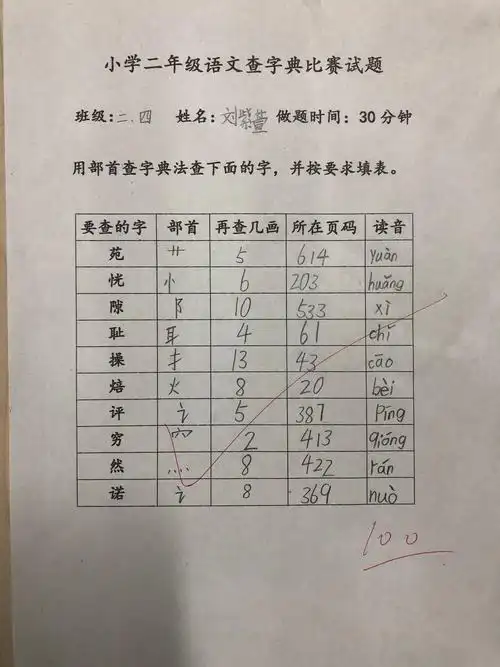 玩转字典 巧识汉字——清华园学校二年级组查字典大赛