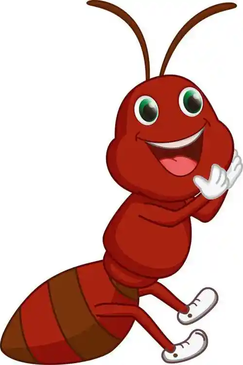 卡通红色蚂蚁的矢量插图